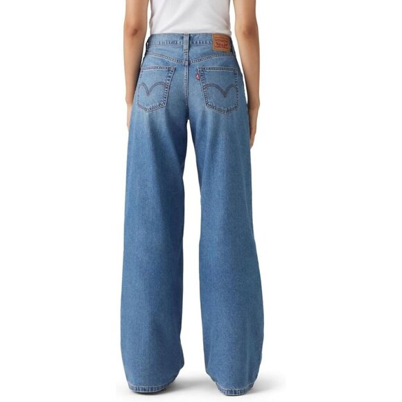 Womens Baggy Wide Leg Jeans Cotton Polyester No Stretch Loose Streetwear - Picture 3 of 3